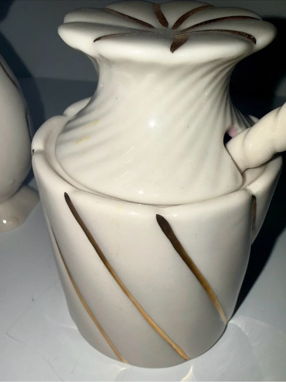 Anthropologie Philomena porcelain creamer and Sugar Jar Set with Gold Accents